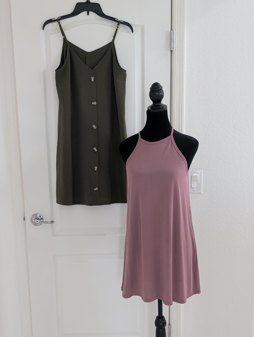 Lot 2 Spaghetti Strap Loose Fit Shift Dresses Dee Elly Mauve Olive Green S Small